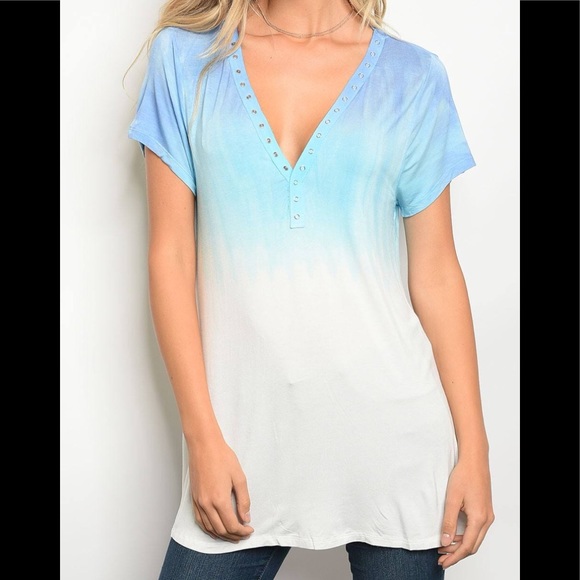 Tops - Blue White Boyfriend Top